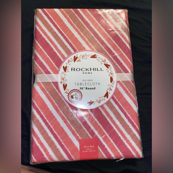 Spill proof tablecloth, striped tablecloth,pink tablecloth, 70” round tablecloth - Picture 1 of 11